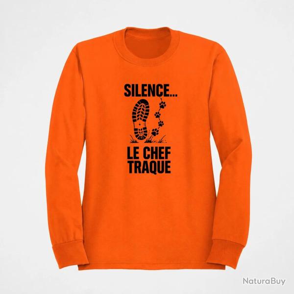 Pull Chasse Silence, le chef traque Empreintes Orange