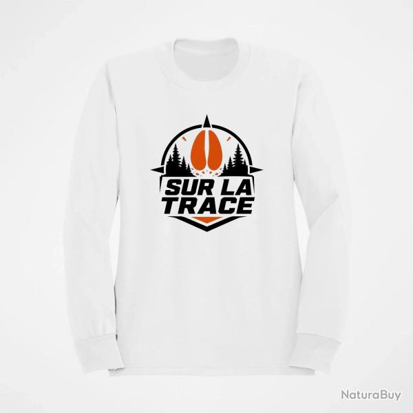 Sweat Chasse Sur la trace Empreinte de sanglier Blanc / Orange
