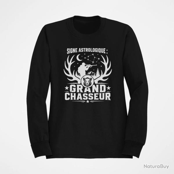 Sweat Chasse Signe astrologique Grand chasseur Noir