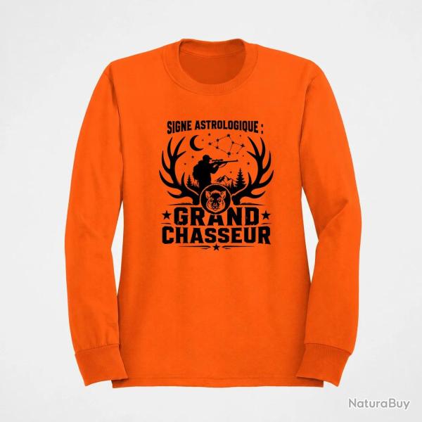 Sweat Chasse Signe astrologique Grand chasseur Orange