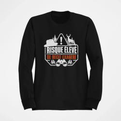 Sweat Chasse R&eacute;cit de chasse exag&eacute;r&eacute; Humour Noir / Orange