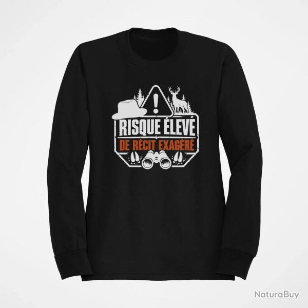 Sweat Chasse R�cit de chasse exag�r� Humour Noir / Orange