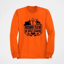 Sweat Chasse R&eacute;cit de chasse exag&eacute;r&eacute; Humour Orange