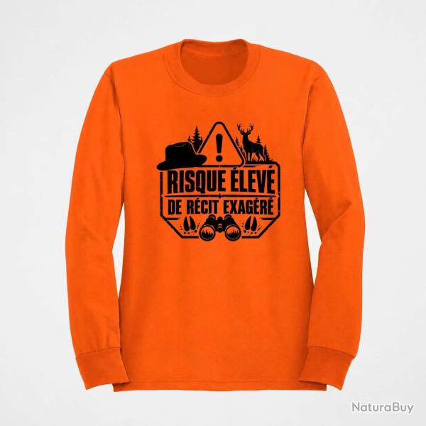 Sweat Chasse R�cit de chasse exag�r� Humour Orange