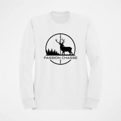 Sweat Chasse Passion chasse Empreinte orange Blanc