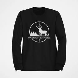 Sweat Chasse Passion chasse Empreinte orange Noir
