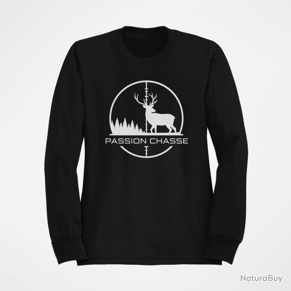 Sweat Chasse Passion chasse Empreinte orange Noir