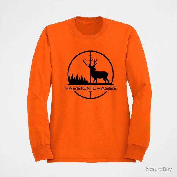 Sweat Chasse Passion chasse Empreinte orange Orange