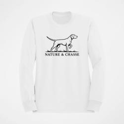 Sweat Chasse Nature et chasse Chien d'arr&ecirc;t Blanc