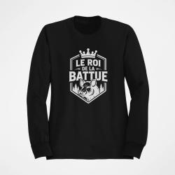 Pull Chasse Le roi de la battue Blason sanglier Noir