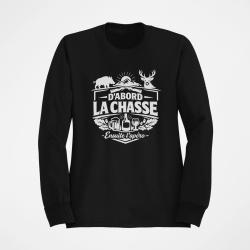 Pull Chasse La chasse avant l'ap&eacute;ro Grand gibier Noir