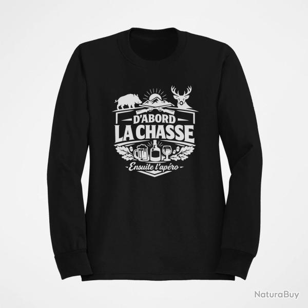 Pull Chasse La chasse avant l'ap�ro Grand gibier Noir