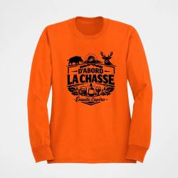 Pull Chasse La chasse avant l'ap&eacute;ro Grand gibier Orange