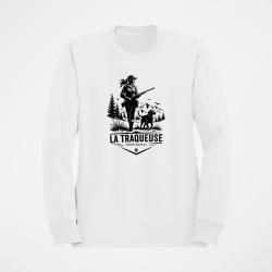 Pull Chasse La traqueuse Duo personnalisable Blanc
