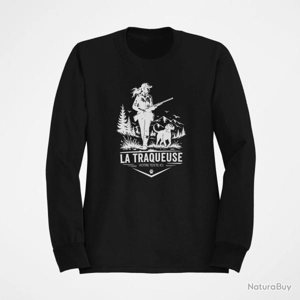 Pull Chasse La traqueuse Duo personnalisable Noir