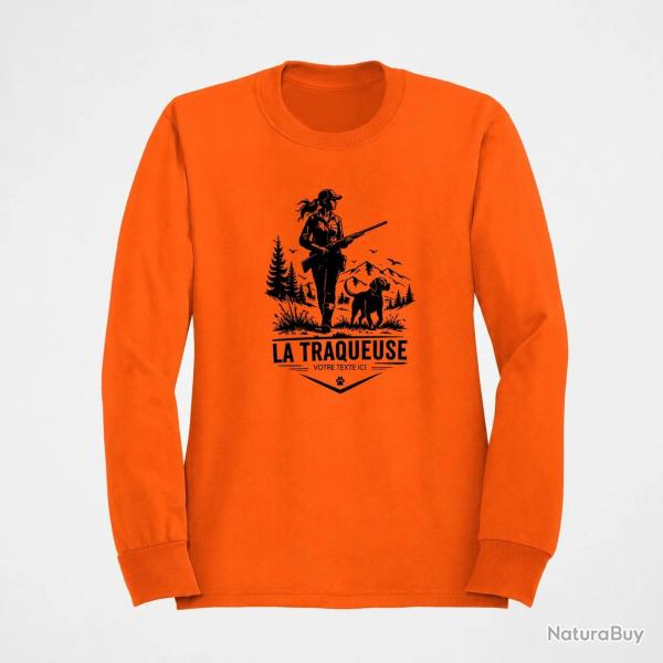 Pull Chasse La traqueuse Duo personnalisable Orange