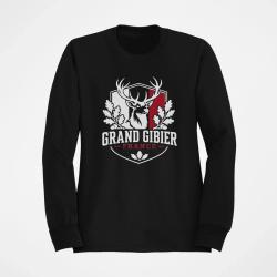 Pull Chasse Grand gibier France Cerf et ch&ecirc;ne Noir / Couleur