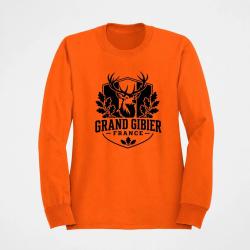 Pull Chasse Grand gibier France Cerf et ch&ecirc;ne Orange