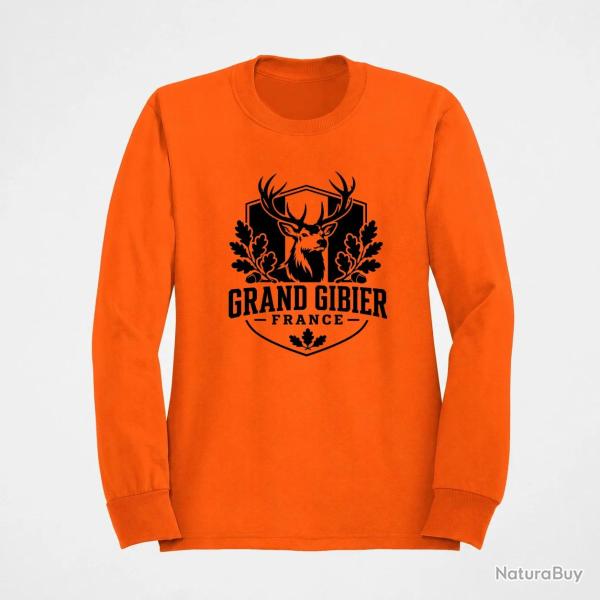 Pull Chasse Grand gibier France Cerf et ch�ne Orange