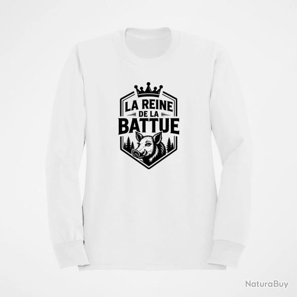 Pull Chasse Reine de la battue Biche couronn�e Blanc