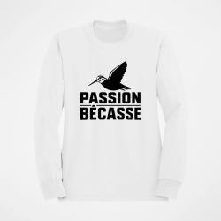 Pull Chasse Passion b&eacute;casse Oiseau en vol Blanc
