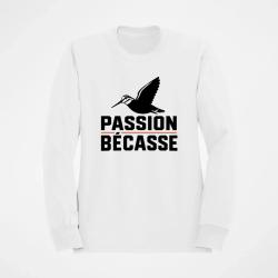 Pull Chasse Passion b&eacute;casse Oiseau en vol Blanc / Orange