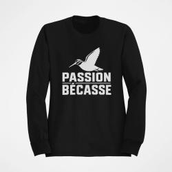 Pull Chasse Passion b&eacute;casse Oiseau en vol Noir