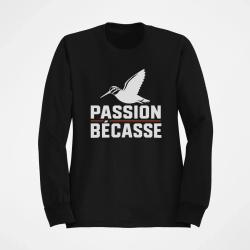 Pull Chasse Passion b&eacute;casse Oiseau en vol Noir / Orange