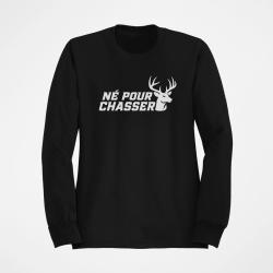 Pull Chasse N&eacute; pour chasser Silhouette de cerf Noir