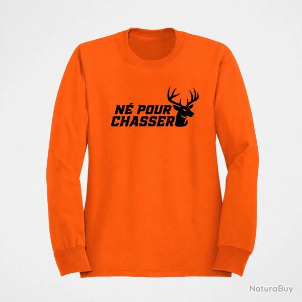 Pull Chasse N� pour chasser Silhouette de cerf Orange