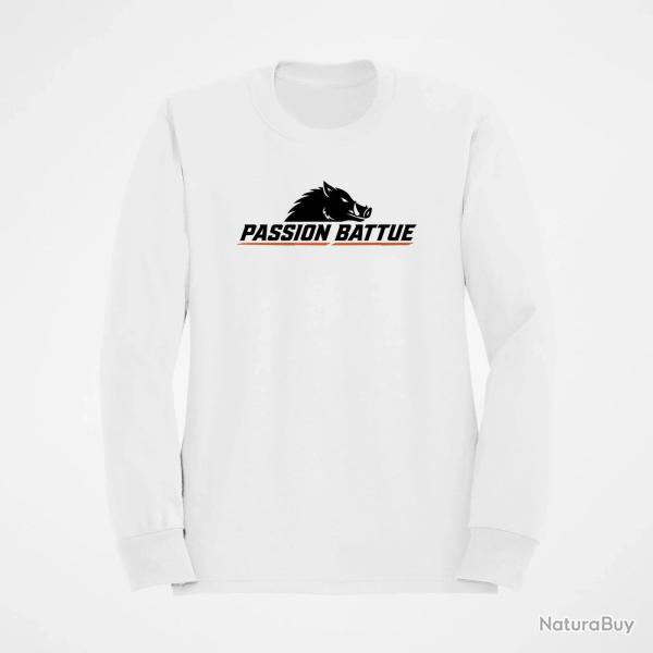 Sweat Chasse Passion battue Sanglier courant Blanc / Orange