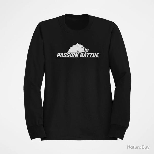 Sweat Chasse Passion battue Sanglier courant Noir