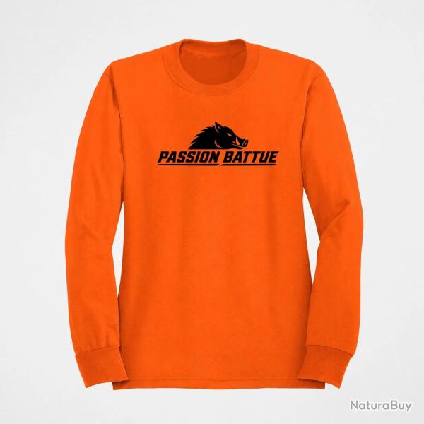 Sweat Chasse Passion battue Sanglier courant Orange