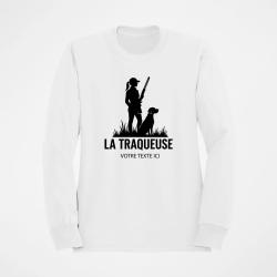 Sweat Chasse La traqueuse Personnalisable Blanc