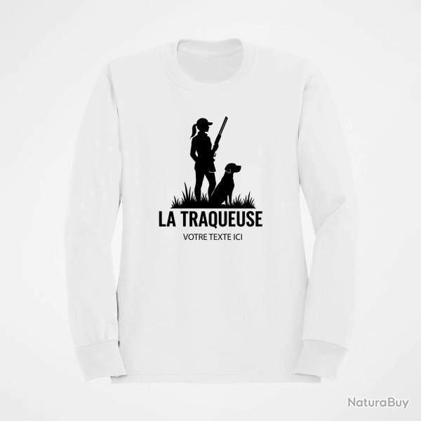 Sweat Chasse La traqueuse Personnalisable Blanc