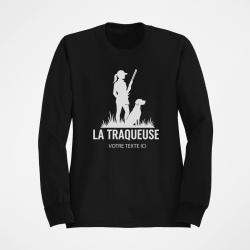 Sweat Chasse La traqueuse Personnalisable Noir