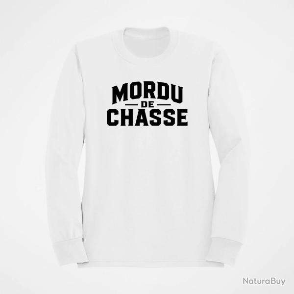 Pull Chasse Mordu de chasse Typographie Blanc