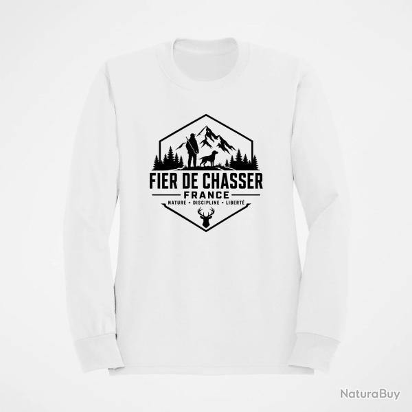 Sweat Chasse Fier de chasser Nature et libert� Blanc