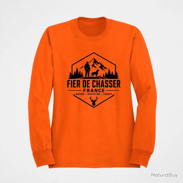 Sweat Chasse Fier de chasser Nature et libert� Orange