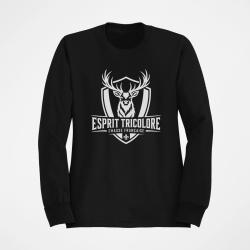 Pull Chasse Esprit tricolore Cerf fran&ccedil;ais Noir