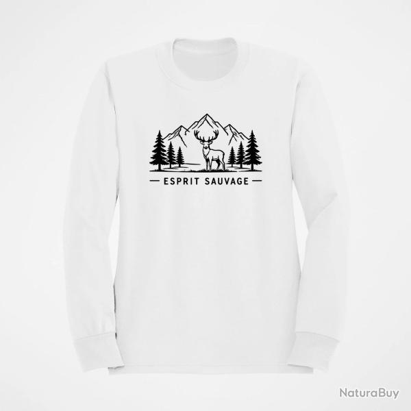 Pull Chasse Esprit sauvage Cerf des montagnes Blanc
