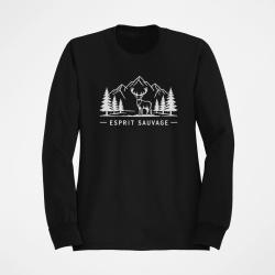 Pull Chasse Esprit sauvage Cerf des montagnes Noir