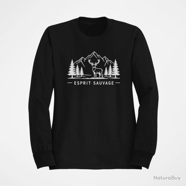 Pull Chasse Esprit sauvage Cerf des montagnes Noir