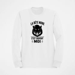 Sweat Chasse La b&ecirc;te noire, c'est moi Sanglier Blanc