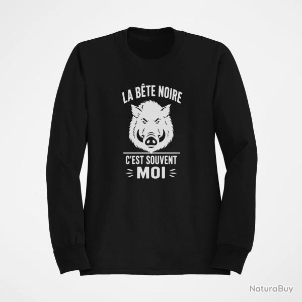 Sweat Chasse La b�te noire, c'est moi Sanglier Noir