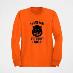 Sweat Chasse La b&ecirc;te noire, c'est moi Sanglier Orange