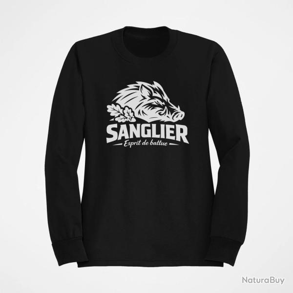 Sweat Chasse Esprit de battue Sanglier sauvage Noir