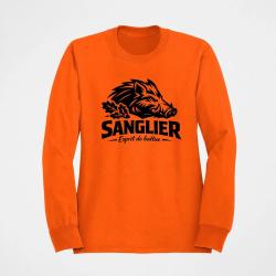 Sweat Chasse Esprit de battue Sanglier sauvage Orange