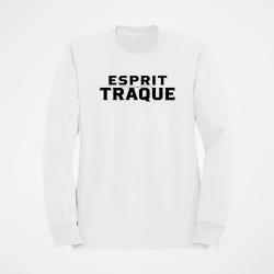 Sweat Chasse Esprit traque Typographie Blanc / Orange