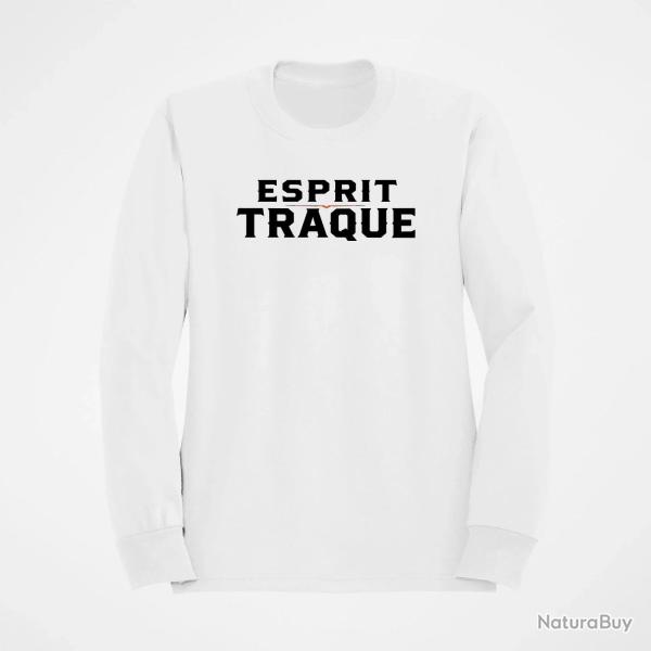 Sweat Chasse Esprit traque Typographie Blanc / Orange
